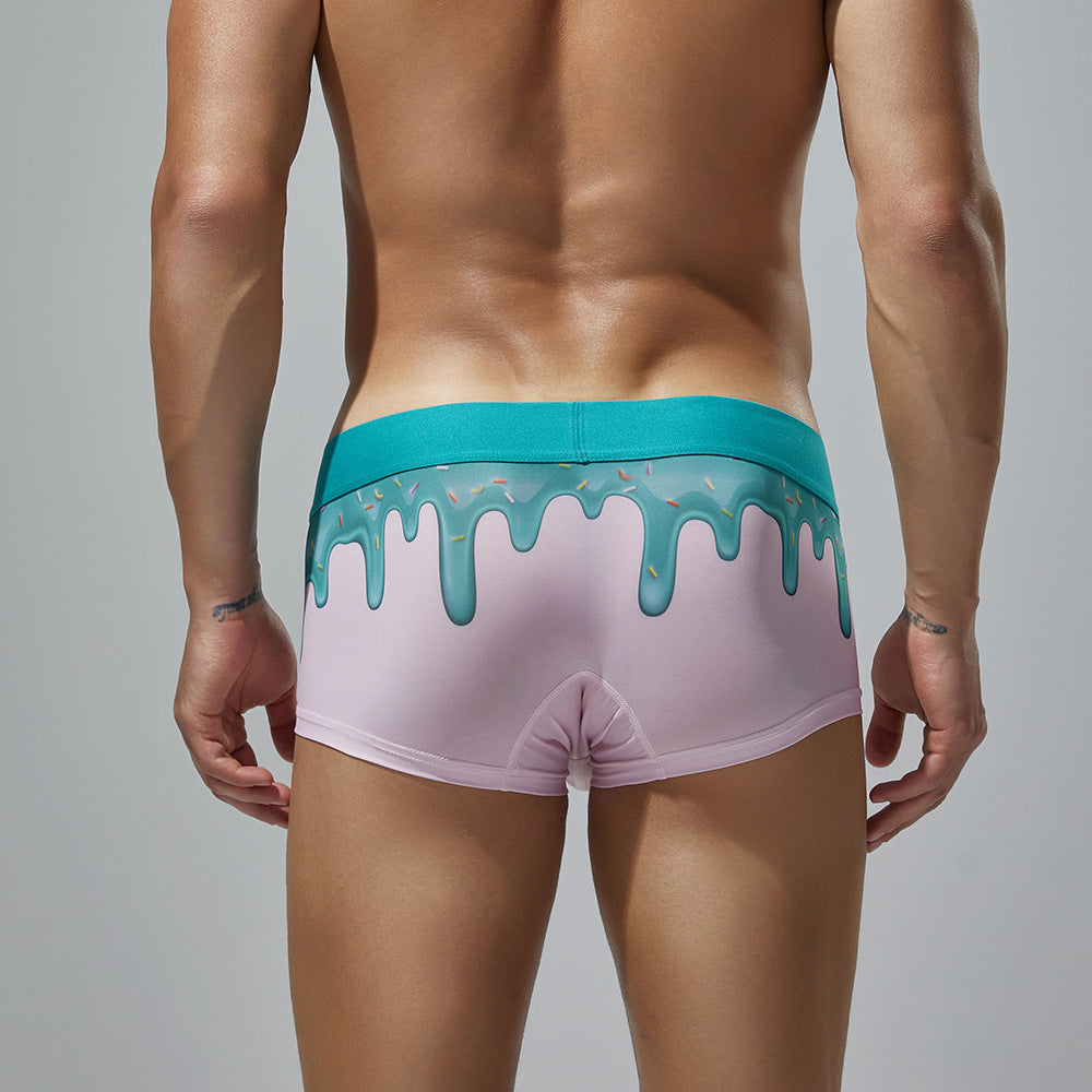 4-Pack SEOBEAN Floral pattern Men's Low Waist Printed Dragon Boxer Briefs U-Shaped Comfortable Lightweight Fashion Innerwear