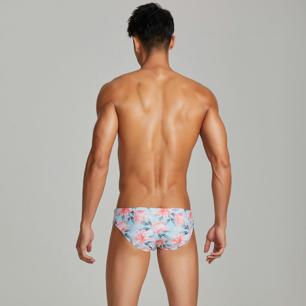 SEOBEAN Men's sexy triangle swim trunks quick-drying competitive hot spring beach surf swimsuit