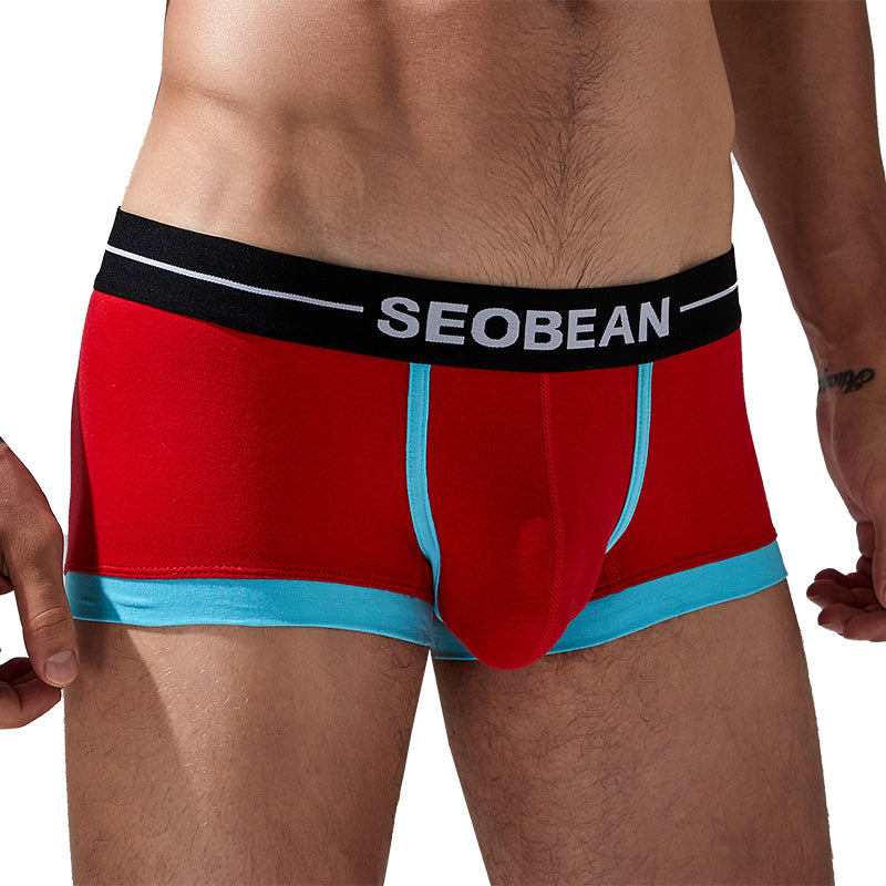 4-Pack SEOBEAN Men's Low Waist Printed Dragon Boxer Briefs U-Shaped Comfortable Lightweight Fashion Innerwear