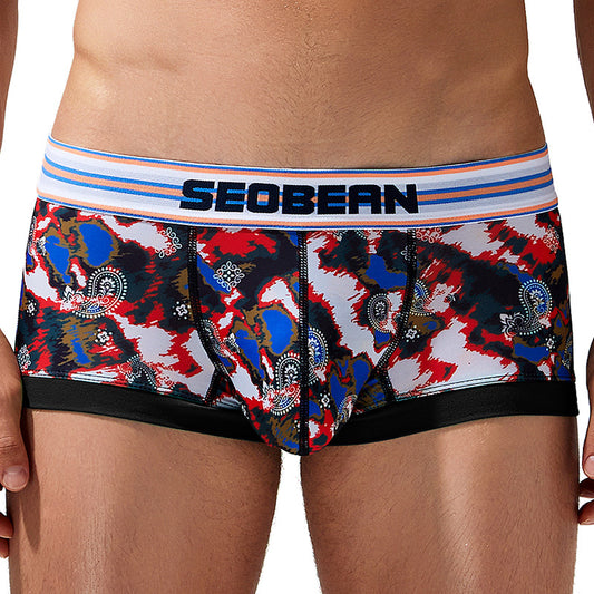 3-Pack SEOBEAN Men's Low Waist Printed Dragon Boxer Briefs U-Shaped Comfortable Lightweight Fashion Innerwear