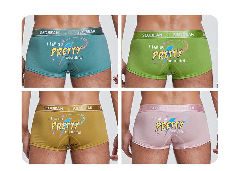 4 pieces SEOBEAN Men's underwear comfortable sweat-wicking boxers men's bump shorts