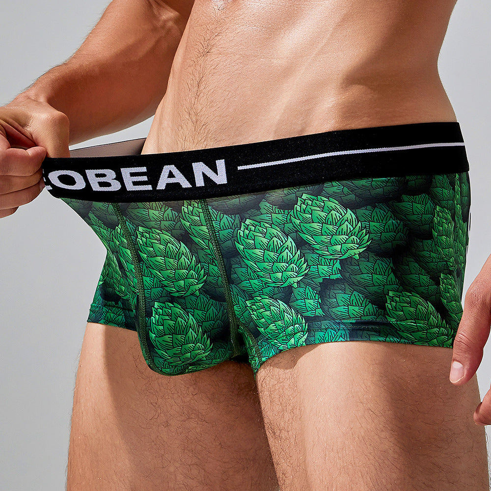 4-Pack SEOBEAN Men's Low Waist Printed Dragon Boxer Briefs U-Shaped Comfortable Lightweight Fashion Innerwear