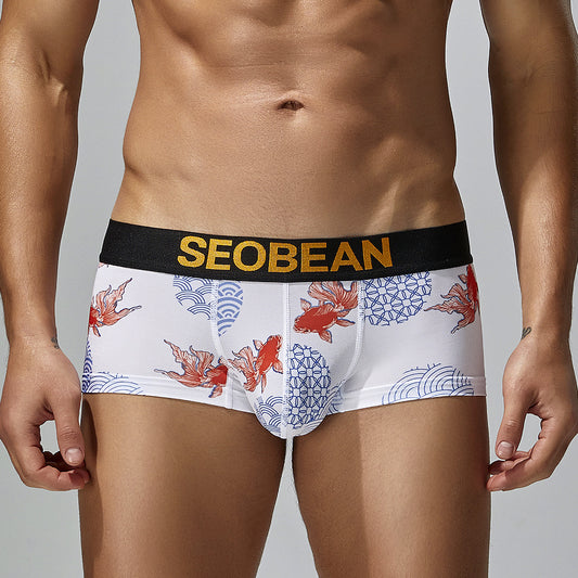 4 pieces SEOBEAN Men's underwear comfortable sweat-wicking boxers men's bump shorts