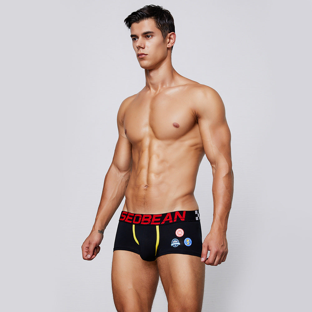 4 pieces SEOBEAN Men's cotton  underwear comfortable sweat-wicking boxers men's bump shorts