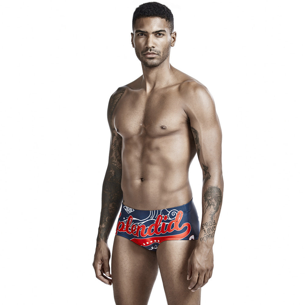 SEOBEAN  Men's boxer swim trunks quick-drying competitive surfing hot spring men's swimsuit