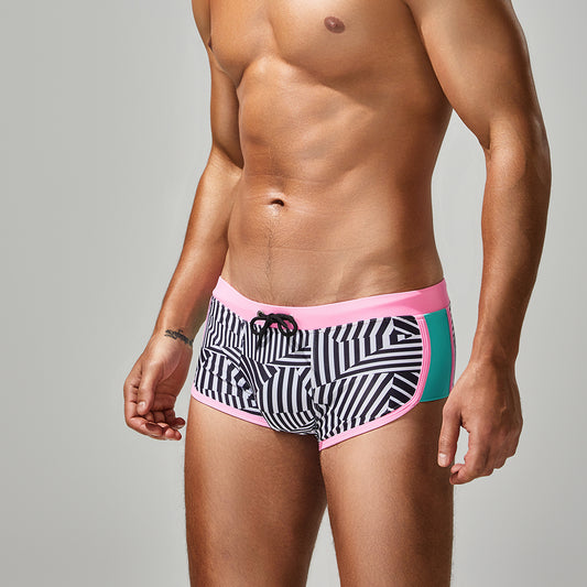 SEOBEAN  Men's boxer swim trunks quick-drying competitive surfing hot spring men's swimsuit