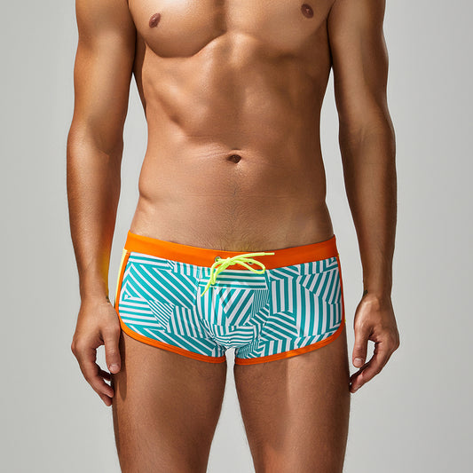 SEOBEAN  Men's boxer swim trunks quick-drying competitive surfing hot spring men's swimsuit