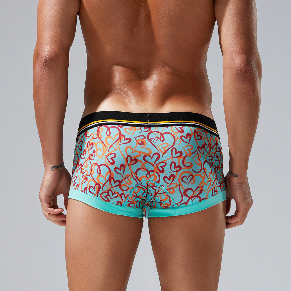 4 pieces SEOBEAN Floral pattern Men's  underwear comfortable sweat-wicking boxers men's bump shorts