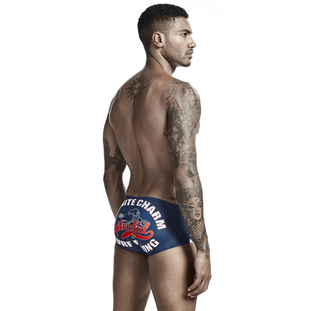 SEOBEAN  Men's boxer swim trunks quick-drying competitive surfing hot spring men's swimsuit