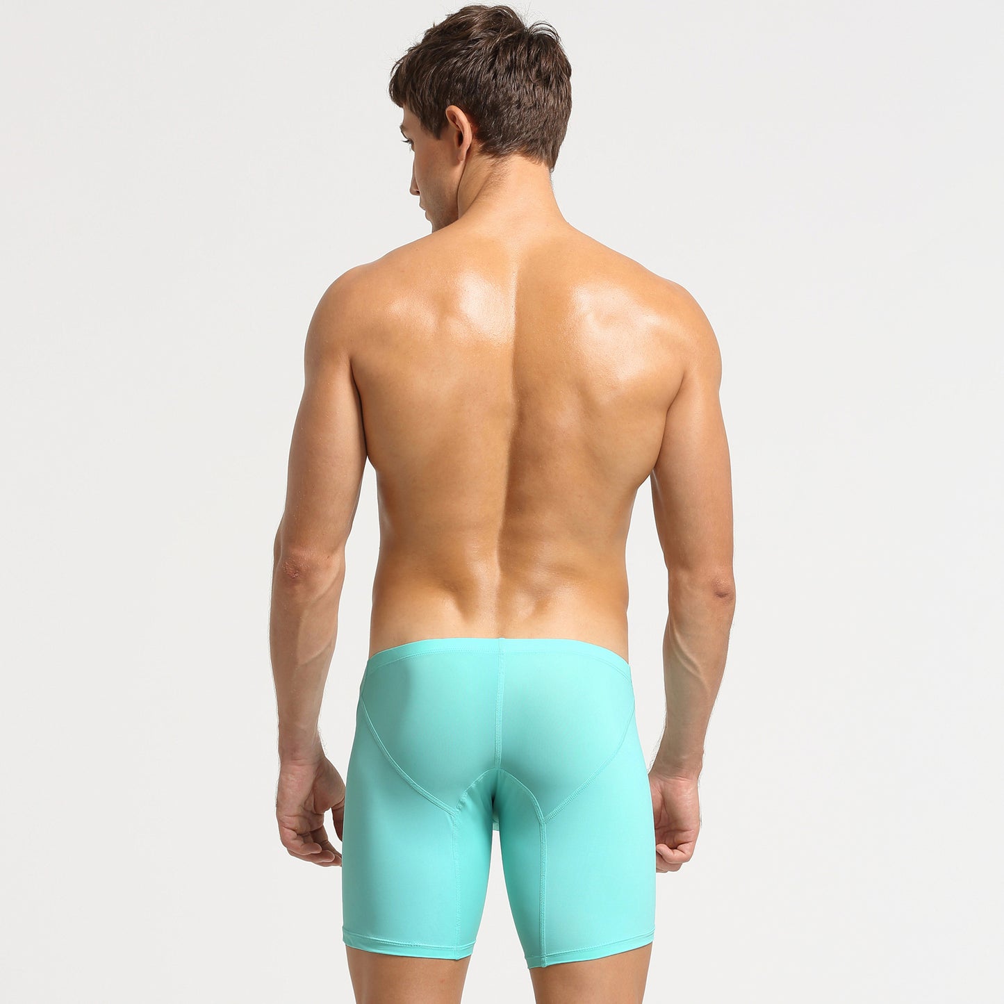 Seobean men's solid underpants low rise slong Boxer shorts Nylon plain U-convex thin low-rise sports leggings