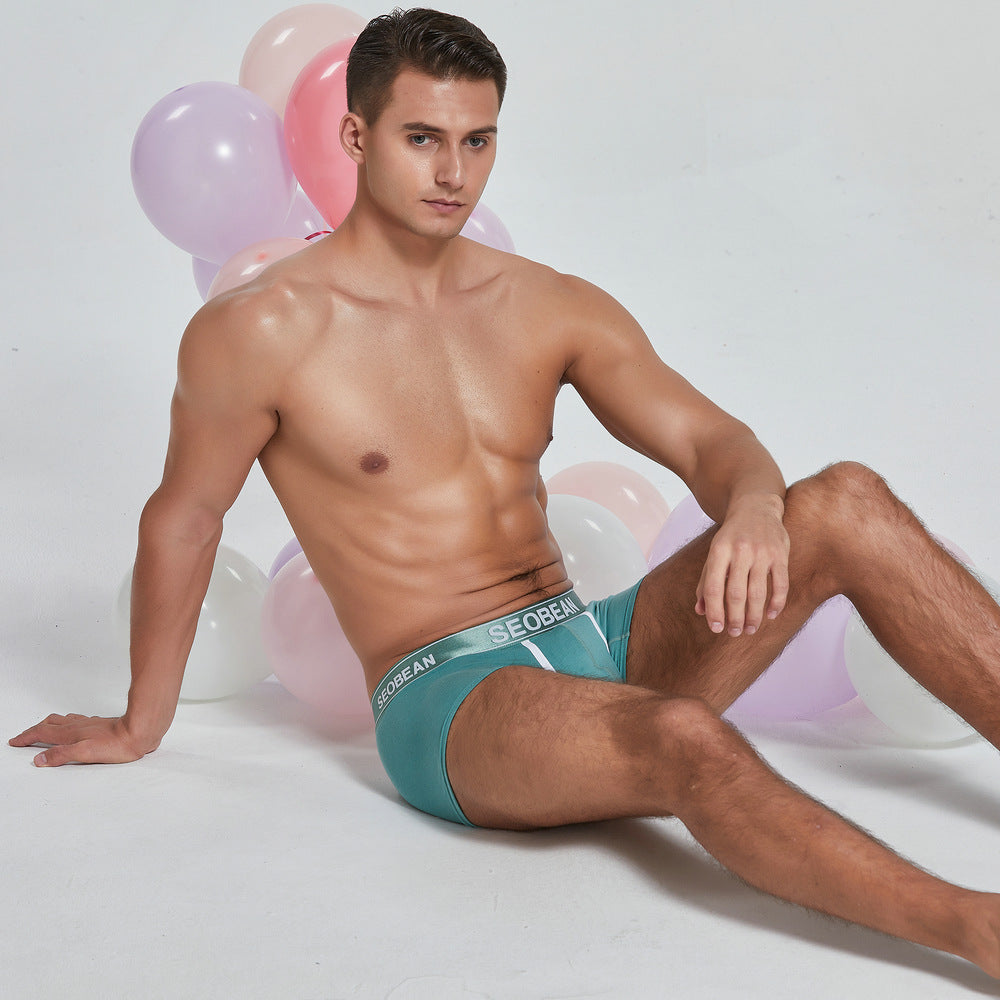 4 pieces SEOBEAN Men's underwear comfortable sweat-wicking boxers men's bump shorts