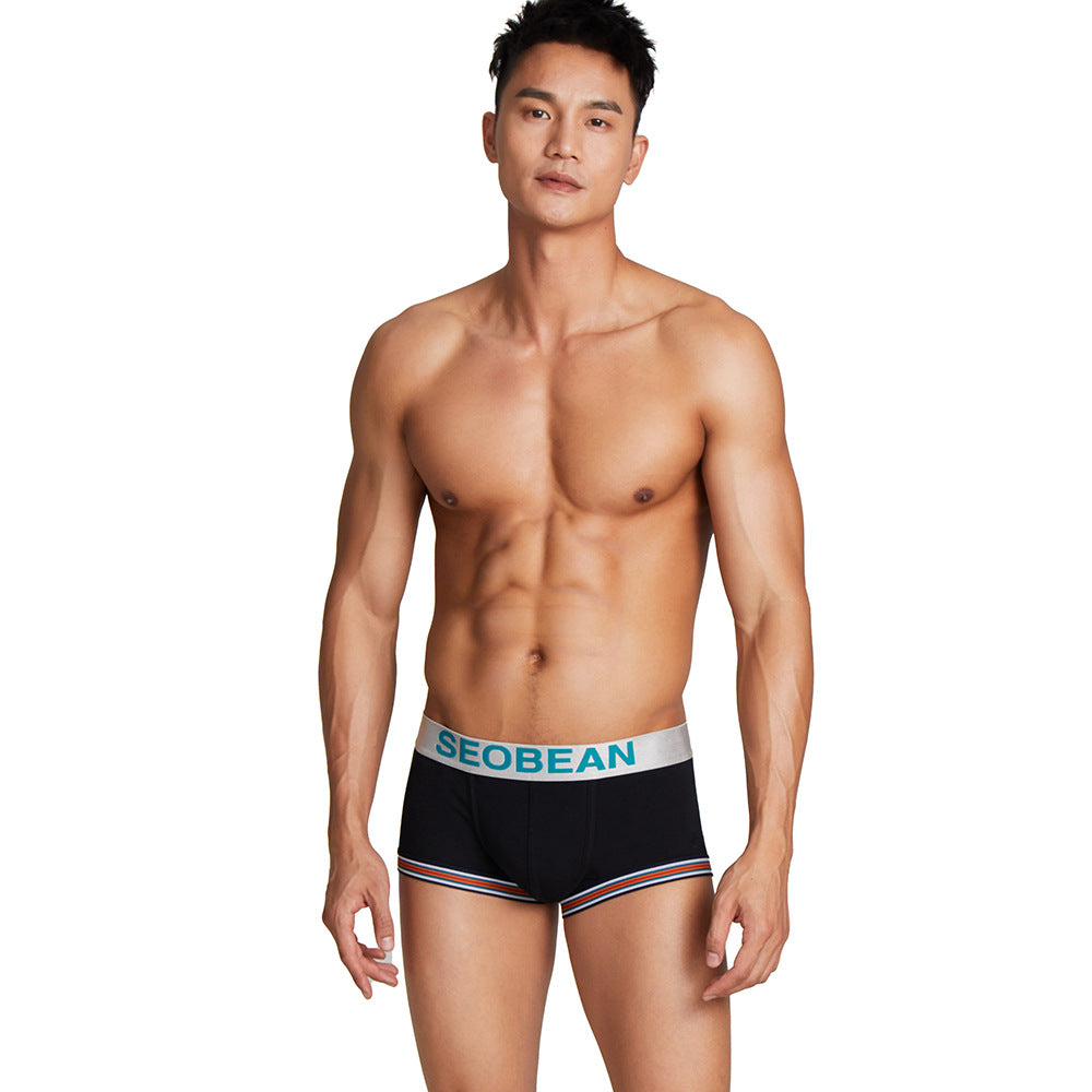 4 Pieces SEOBEAN  Men's Figure 34 Boxer Briefs Sweat-wicking Breathable Cotton Men's Briefs