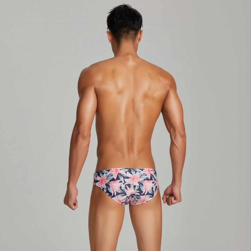 SEOBEAN Men's sexy triangle swim trunks quick-drying competitive hot spring beach surf swimsuit