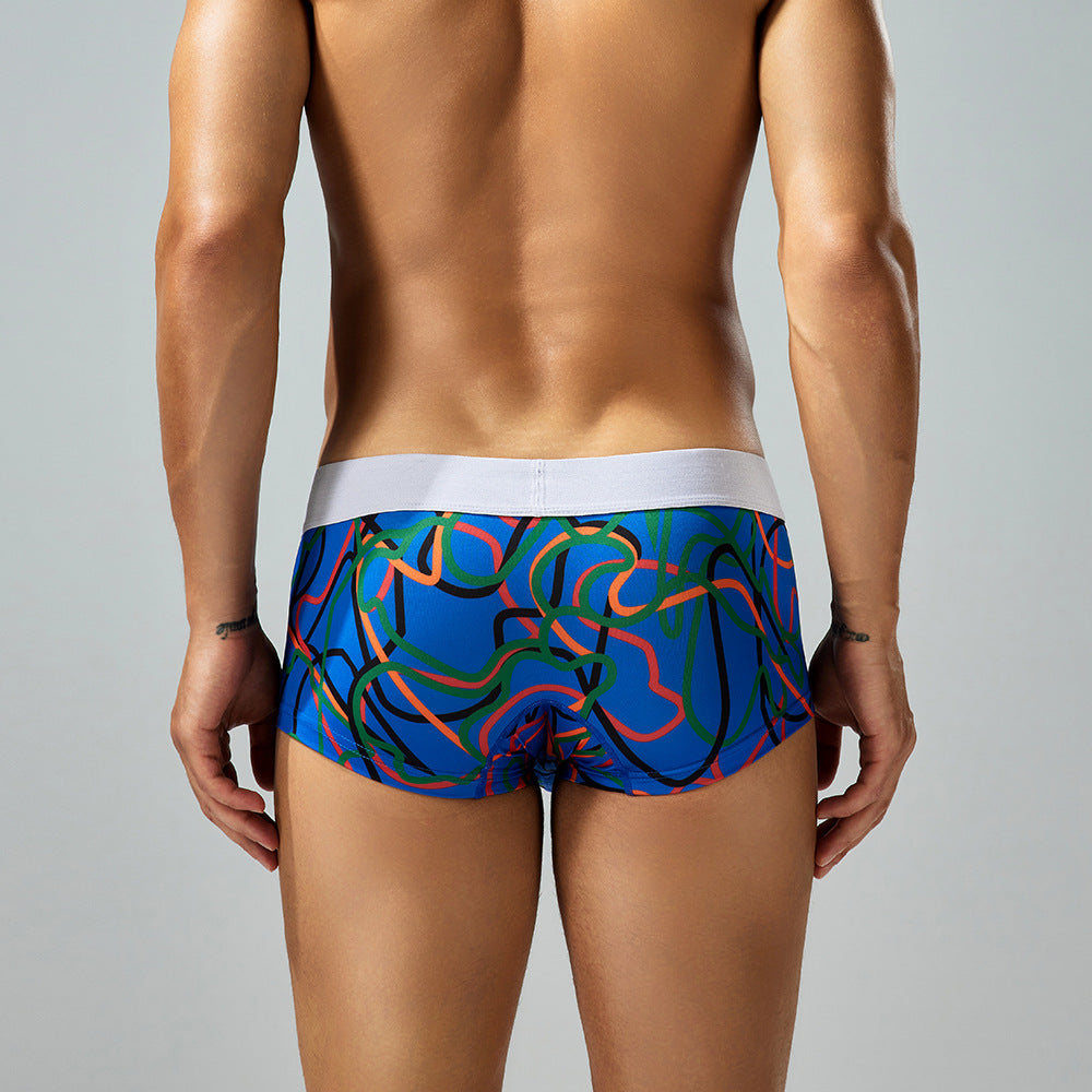 4-Pack SEOBEAN Men's Low Waist Printed Dragon Boxer Briefs U-Shaped Comfortable Lightweight Fashion Innerwear