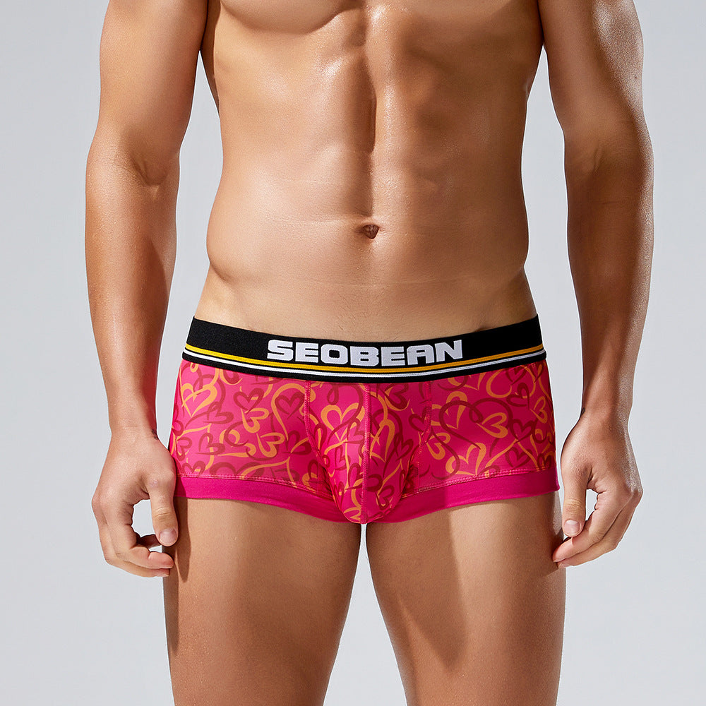 4 pieces SEOBEAN Floral pattern Men's  underwear comfortable sweat-wicking boxers men's bump shorts