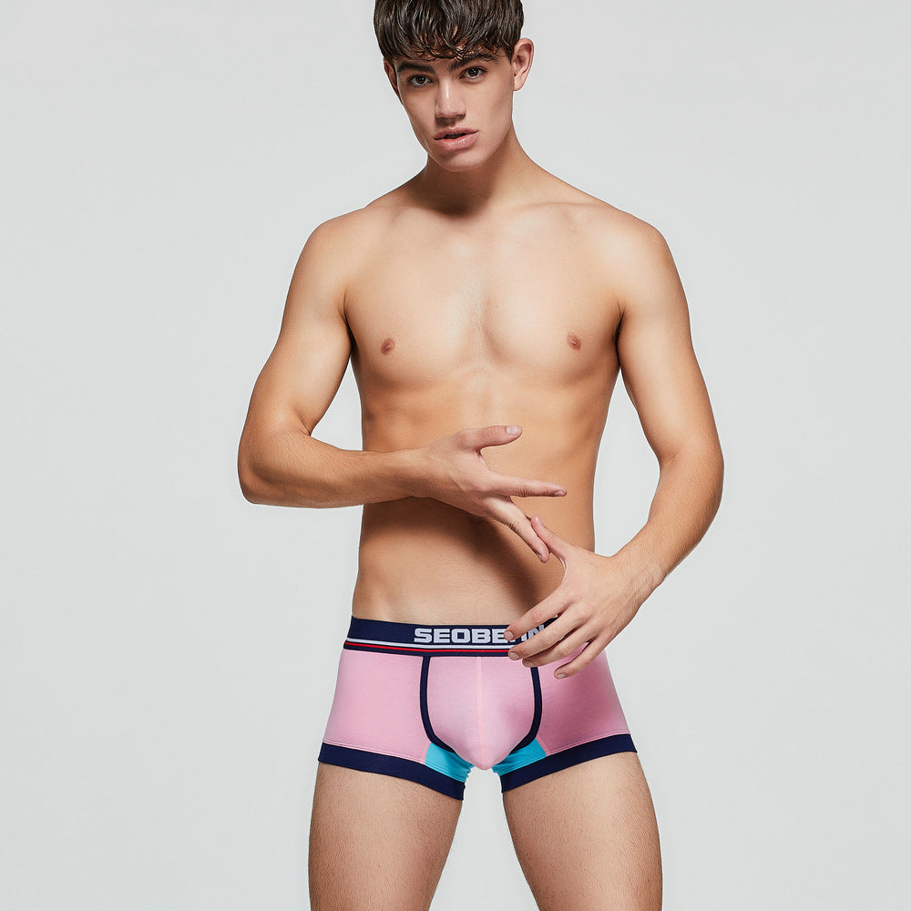 5 pieces SEOBEAN Men's cotton underwear comfortable sweat-wicking boxers men's bump shorts