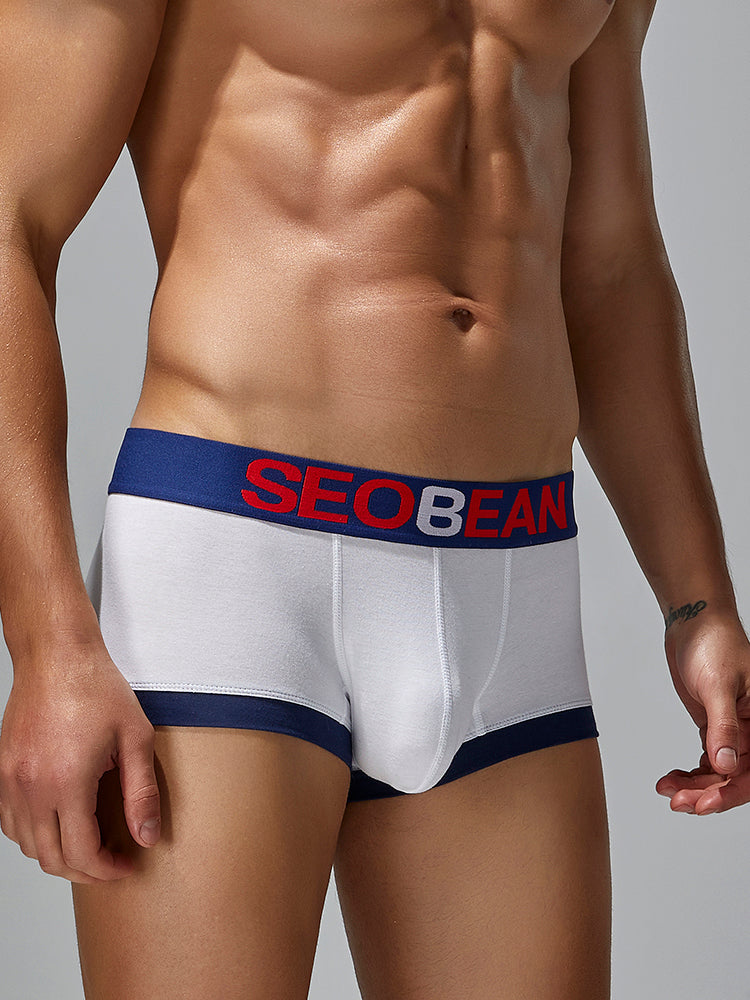 5-Pack SEOBEAN Men's Low Waist Printed Dragon Boxer Briefs U-Shaped Comfortable Lightweight Fashion Innerwear