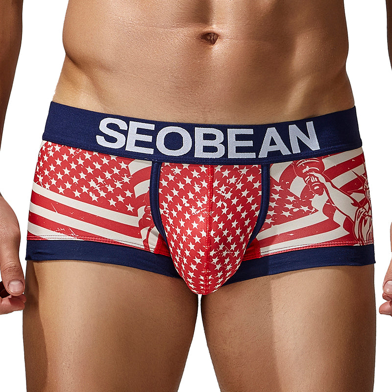3-Pack SEOBEAN Statue of Liberty  Men's Low Waist Printed Dragon Boxer Briefs U-Shaped Comfortable Lightweight Fashion Innerwear