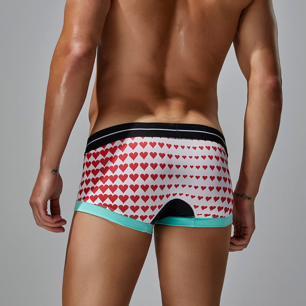 4-Pack SEOBEAN love Men's Low Waist Printed Dragon Boxer Briefs U-Shaped Comfortable Lightweight Fashion Innerwear