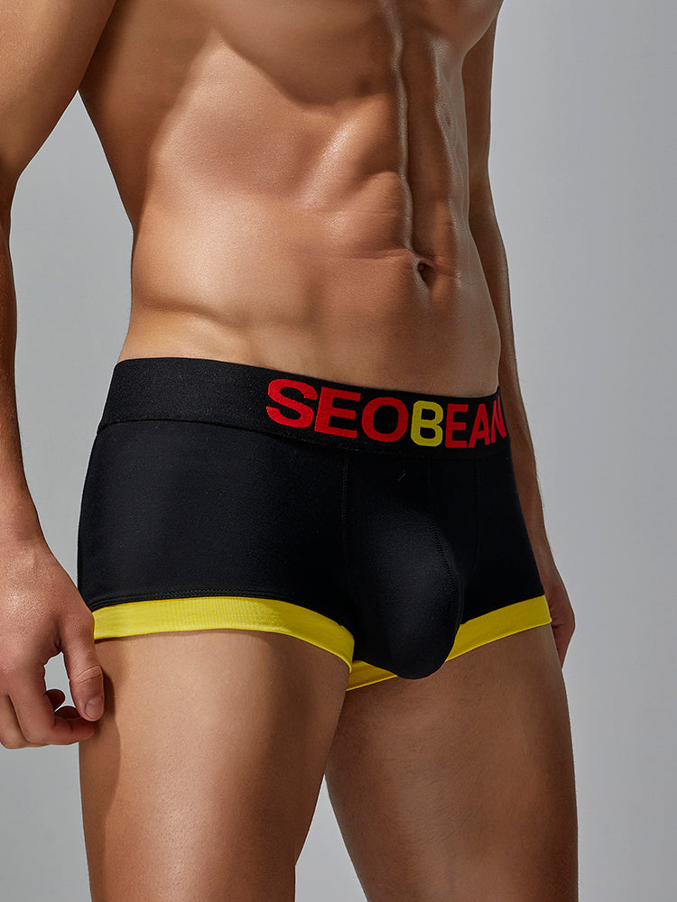 5-Pack SEOBEAN Men's Low Waist Printed Dragon Boxer Briefs U-Shaped Comfortable Lightweight Fashion Innerwear