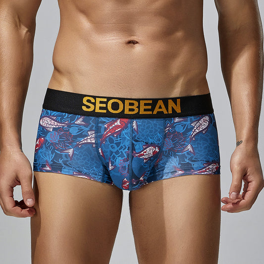 4 pieces SEOBEAN Men's underwear comfortable sweat-wicking boxers men's bump shorts