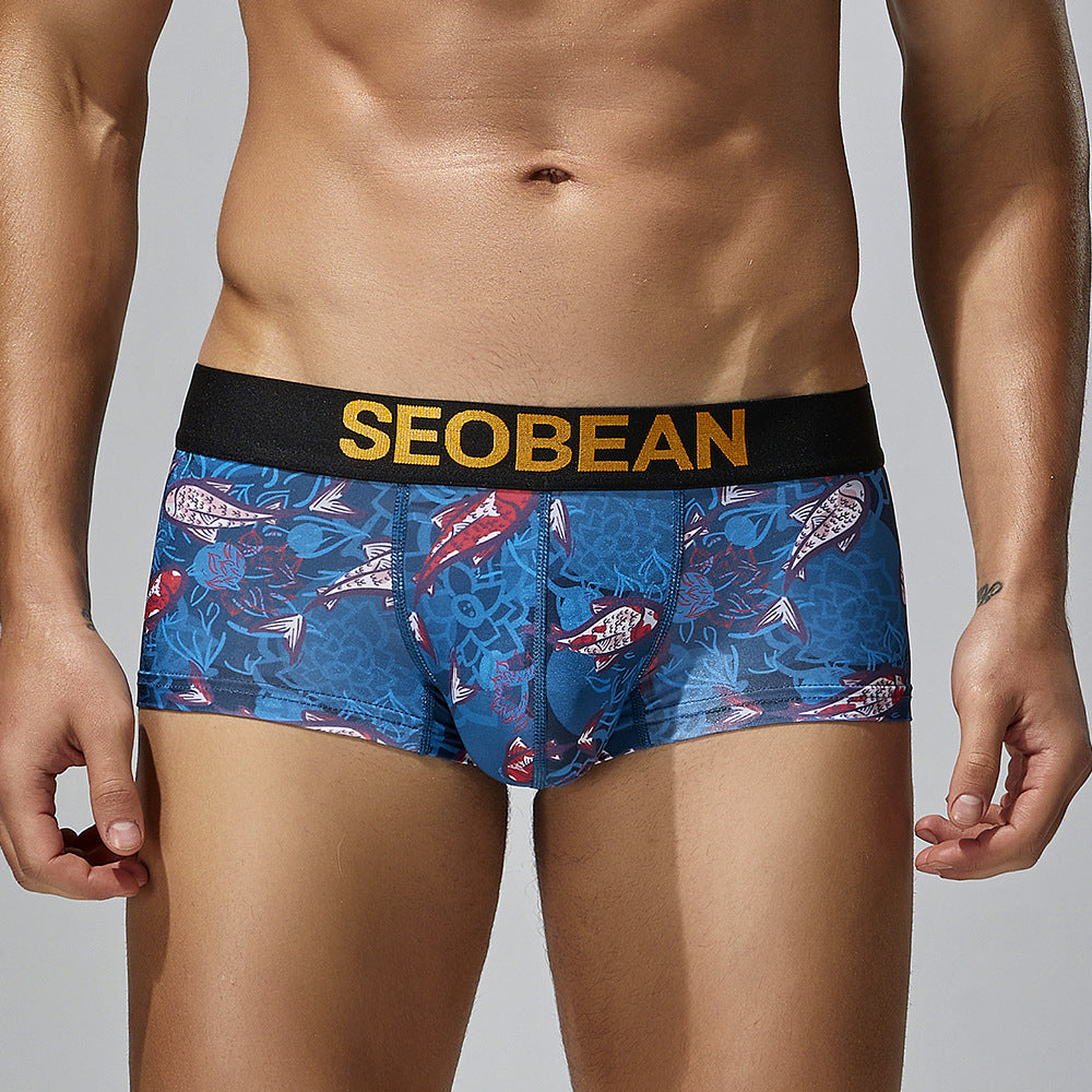 4 pieces SEOBEAN Men's underwear comfortable sweat-wicking boxers men's bump shorts
