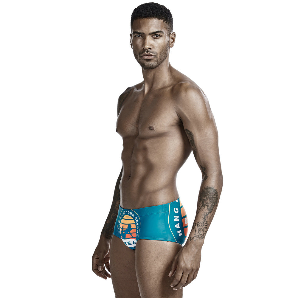 SEOBEAN  Men's boxer swim trunks quick-drying competitive surfing hot spring men's swimsuit