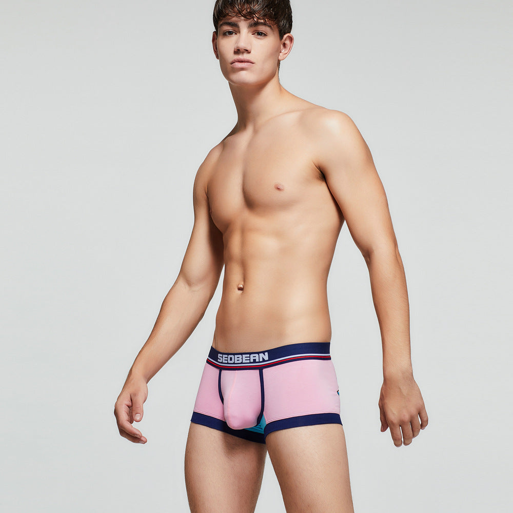 5 pieces SEOBEAN Men's cotton underwear comfortable sweat-wicking boxers men's bump shorts