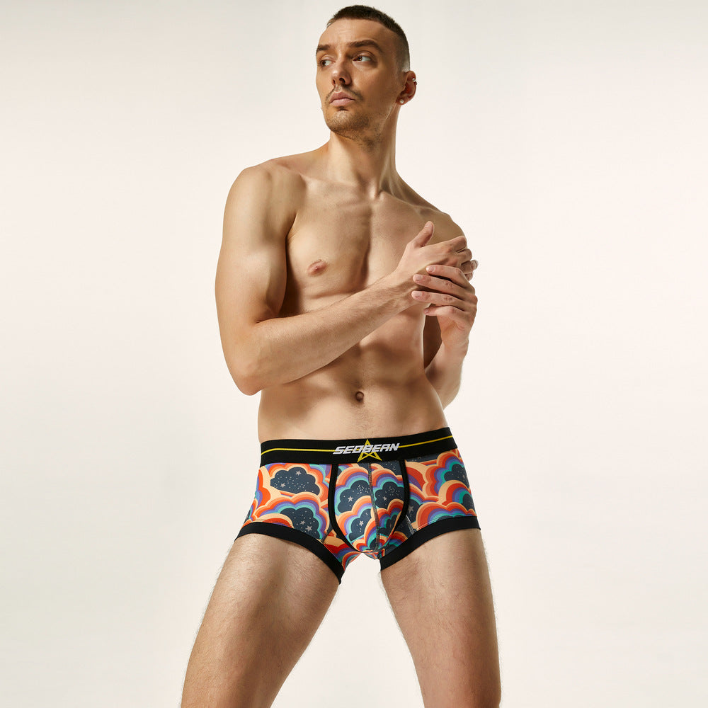 SEOBEAN Men's underwear comfortable sweat-wicking boxers men's bump shorts