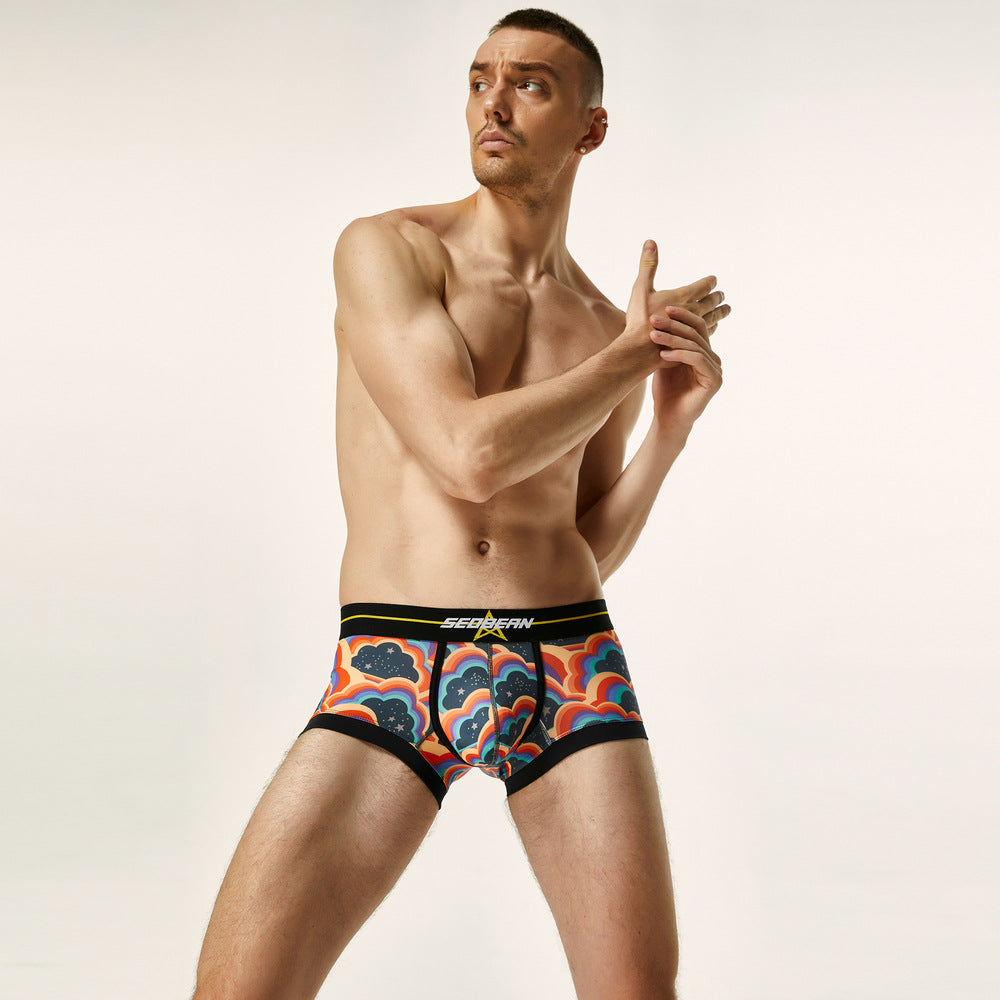 SEOBEAN Men's underwear comfortable sweat-wicking boxers men's bump shorts