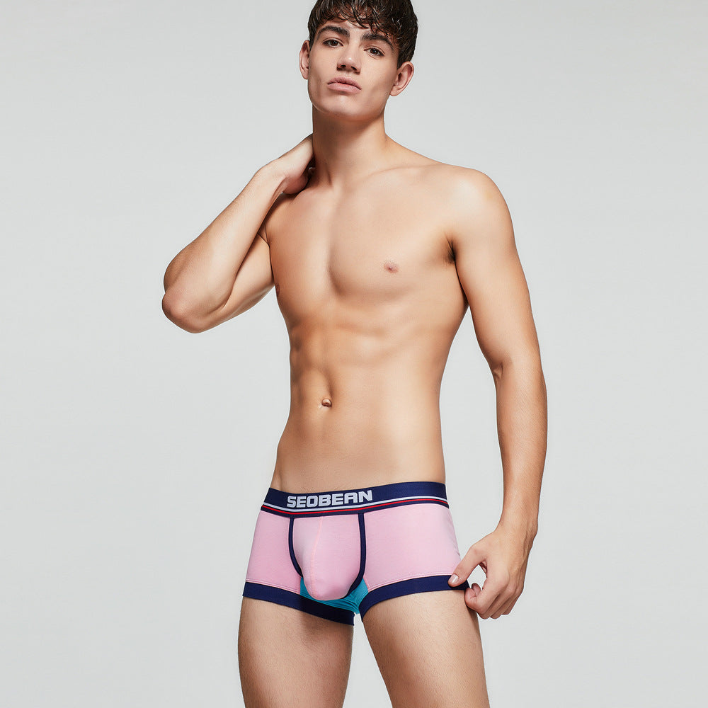 5 pieces SEOBEAN Men's cotton underwear comfortable sweat-wicking boxers men's bump shorts