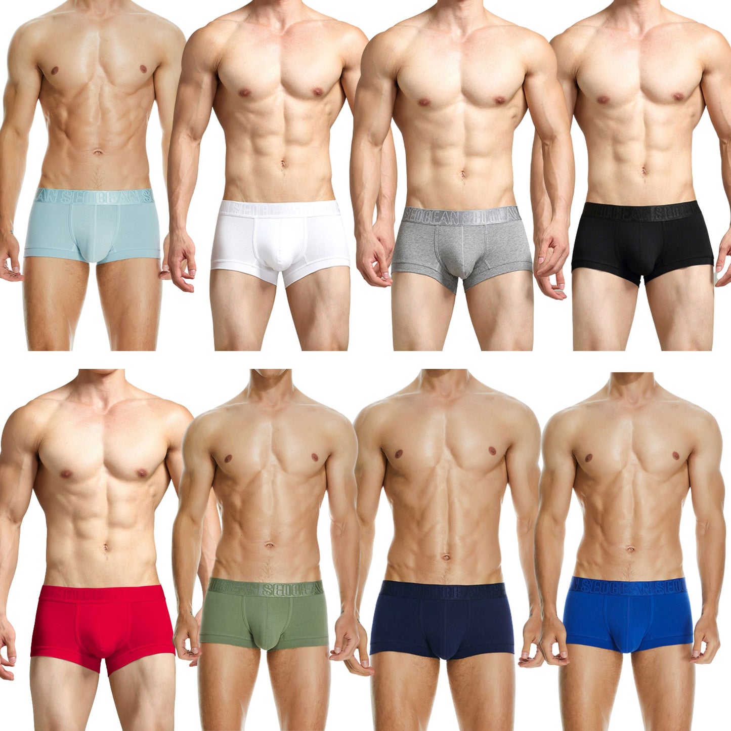 8 pieces SEOBEAN Men's underwear comfortable sweat-wicking boxers men's bump shorts