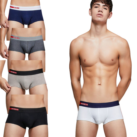 5 pieces SEOBEAN Men's cotton underwear comfortable sweat-wicking boxers men's bump shorts