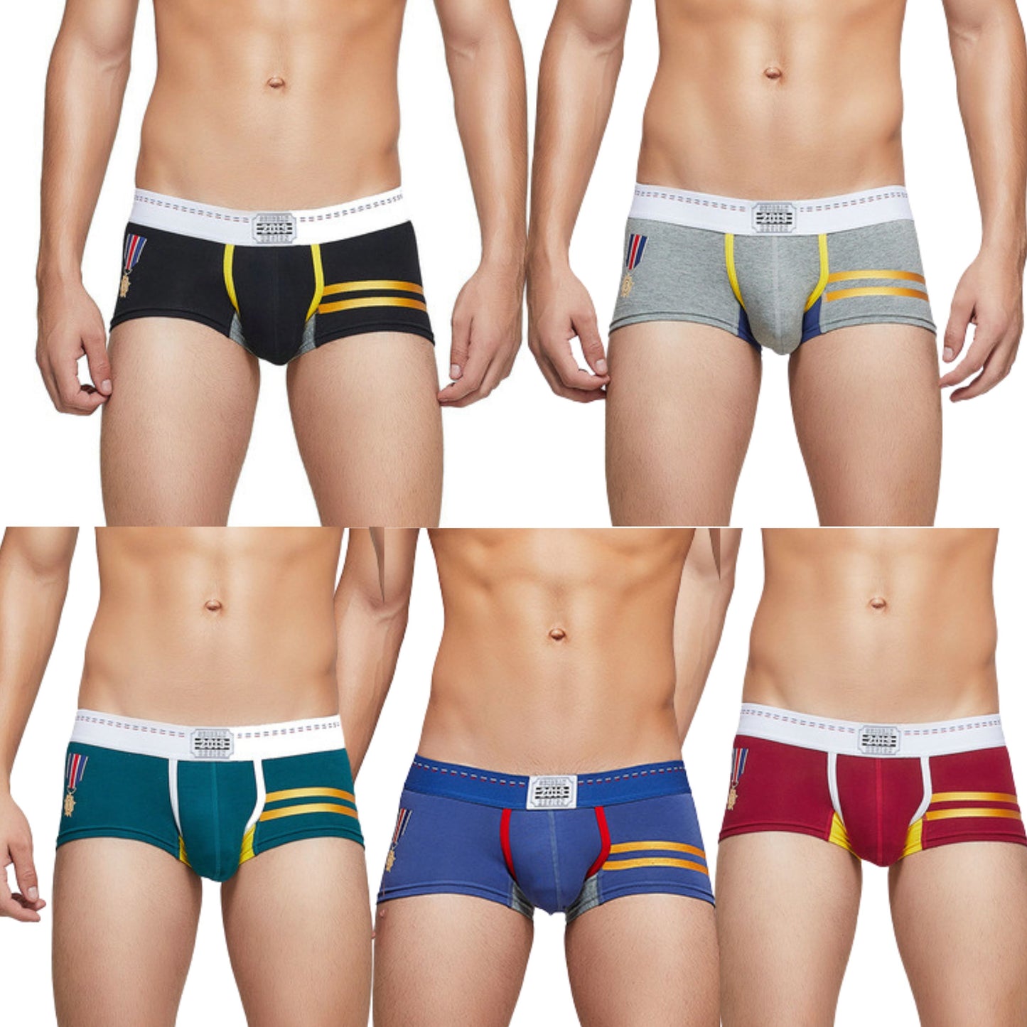 5 pieces SEOBEAN Men's cotton underwear comfortable sweat-wicking boxers men's bump shorts