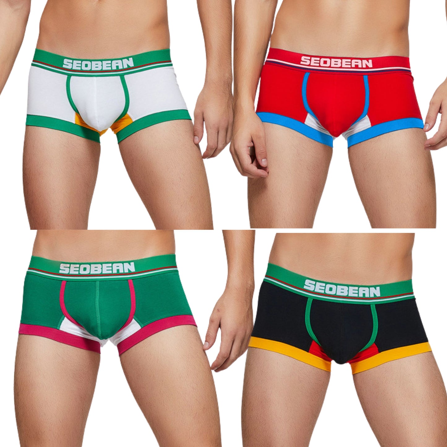 4 pieces SEOBEAN Men's cotton underwear comfortable sweat-wicking boxers men's bump shorts