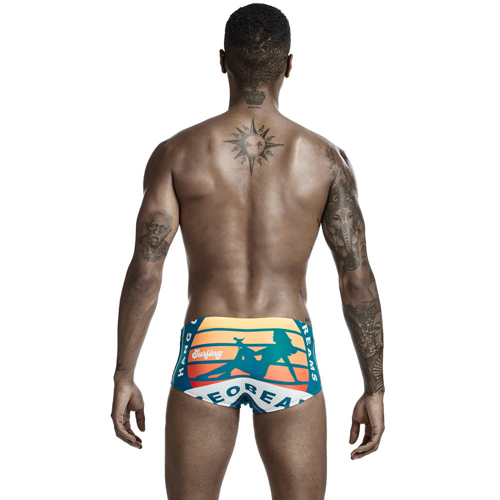 SEOBEAN  Men's boxer swim trunks quick-drying competitive surfing hot spring men's swimsuit