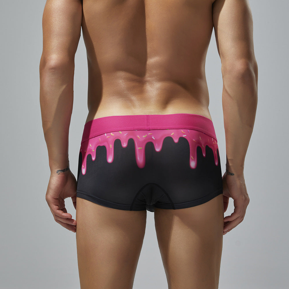 4-Pack SEOBEAN Floral pattern Men's Low Waist Printed Dragon Boxer Briefs U-Shaped Comfortable Lightweight Fashion Innerwear