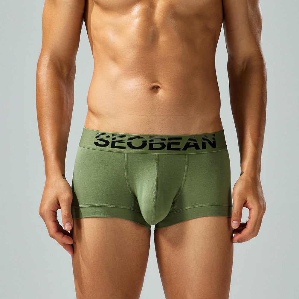 SEOBEAN Solid color Cotton Men's Low Waist Printed Dragon Boxer Briefs U-Shaped Comfortable Lightweight Fashion Innerwear8-Pack