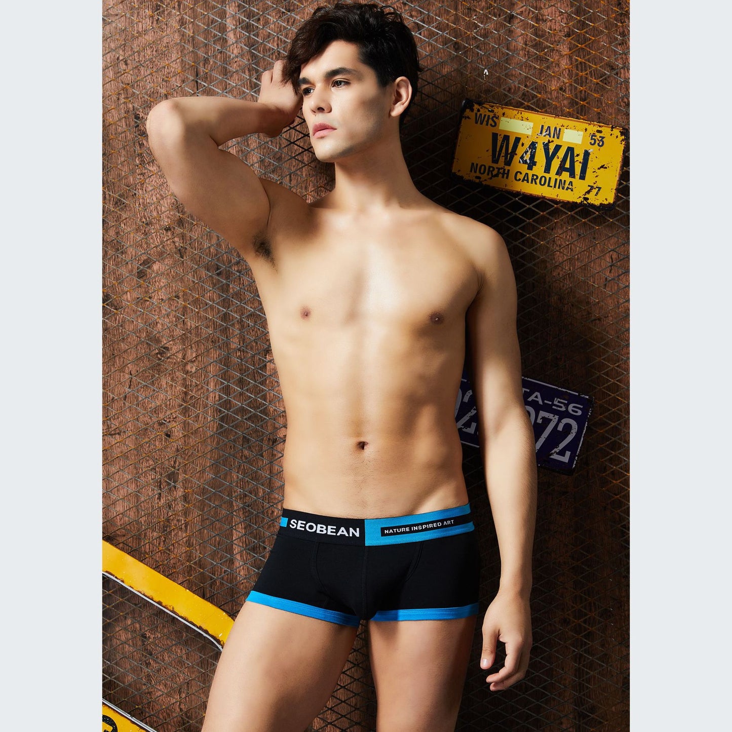 4 pieces SEOBEAN Men's cotton underwear comfortable sweat-wicking boxers men's bump shorts