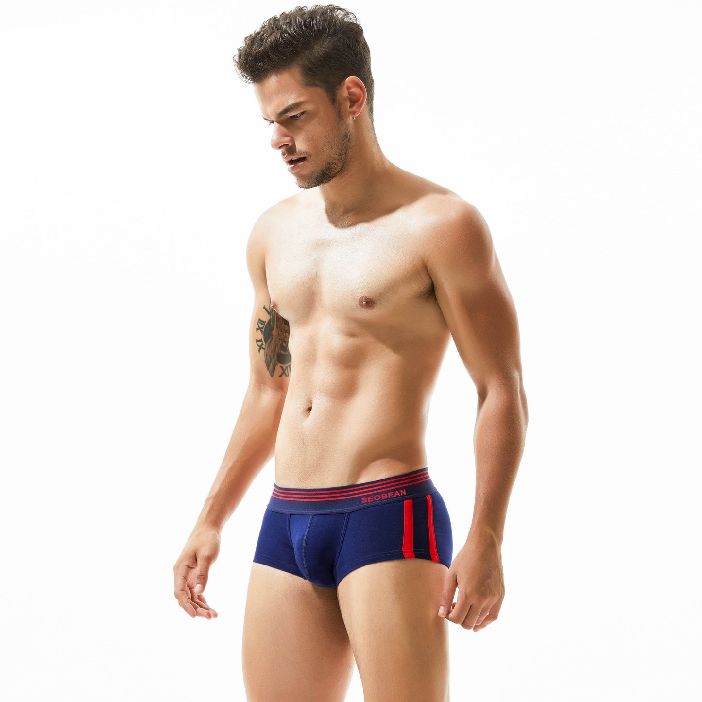 5 pieces SEOBEAN Men's cotton underwear comfortable sweat-wicking boxers men's bump shorts