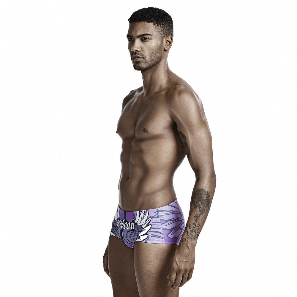 SEOBEAN  Men's boxer swim trunks quick-drying competitive surfing hot spring men's swimsuit