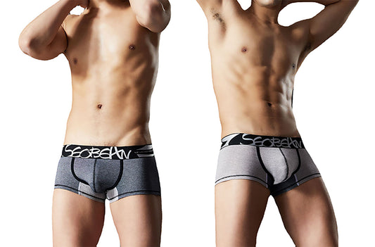 2 pieces SEOBEAN Men's cotton underwear comfortable sweat-wicking boxers men's bump shorts