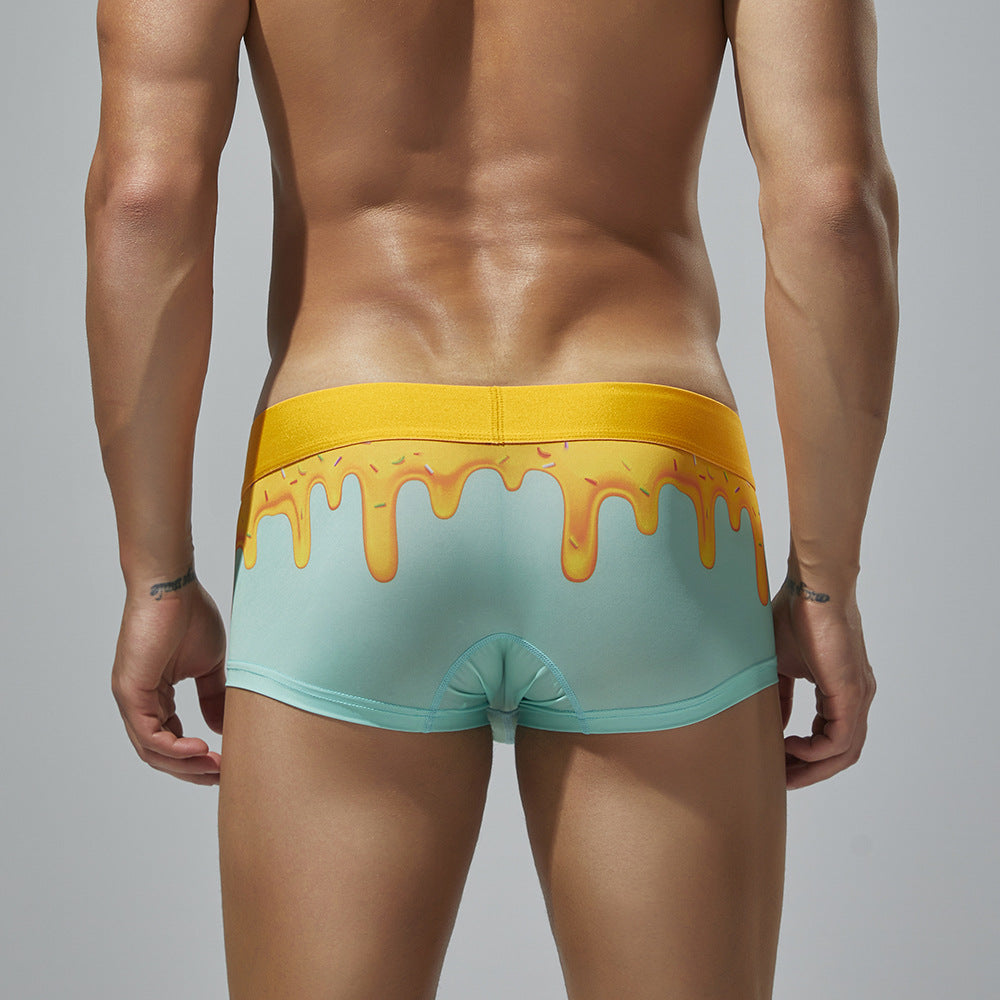 4-Pack SEOBEAN Floral pattern Men's Low Waist Printed Dragon Boxer Briefs U-Shaped Comfortable Lightweight Fashion Innerwear