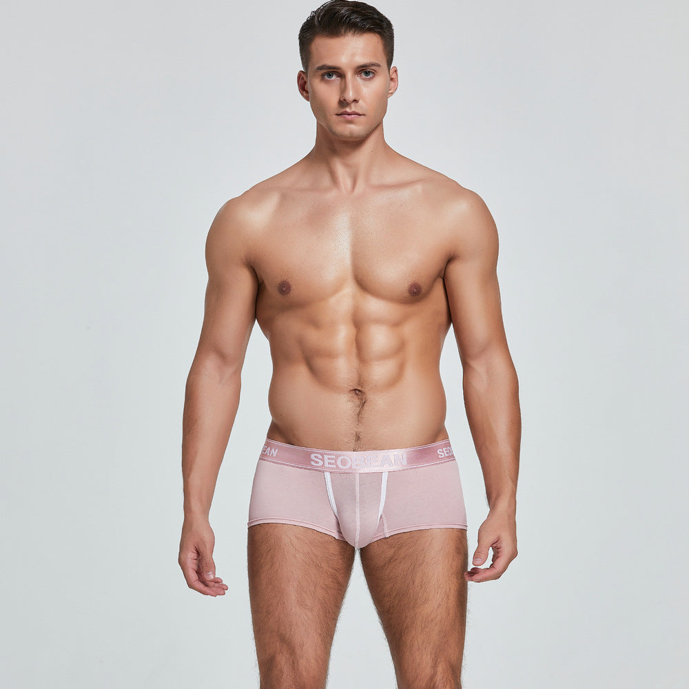 4 pieces SEOBEAN Men's underwear comfortable sweat-wicking boxers men's bump shorts