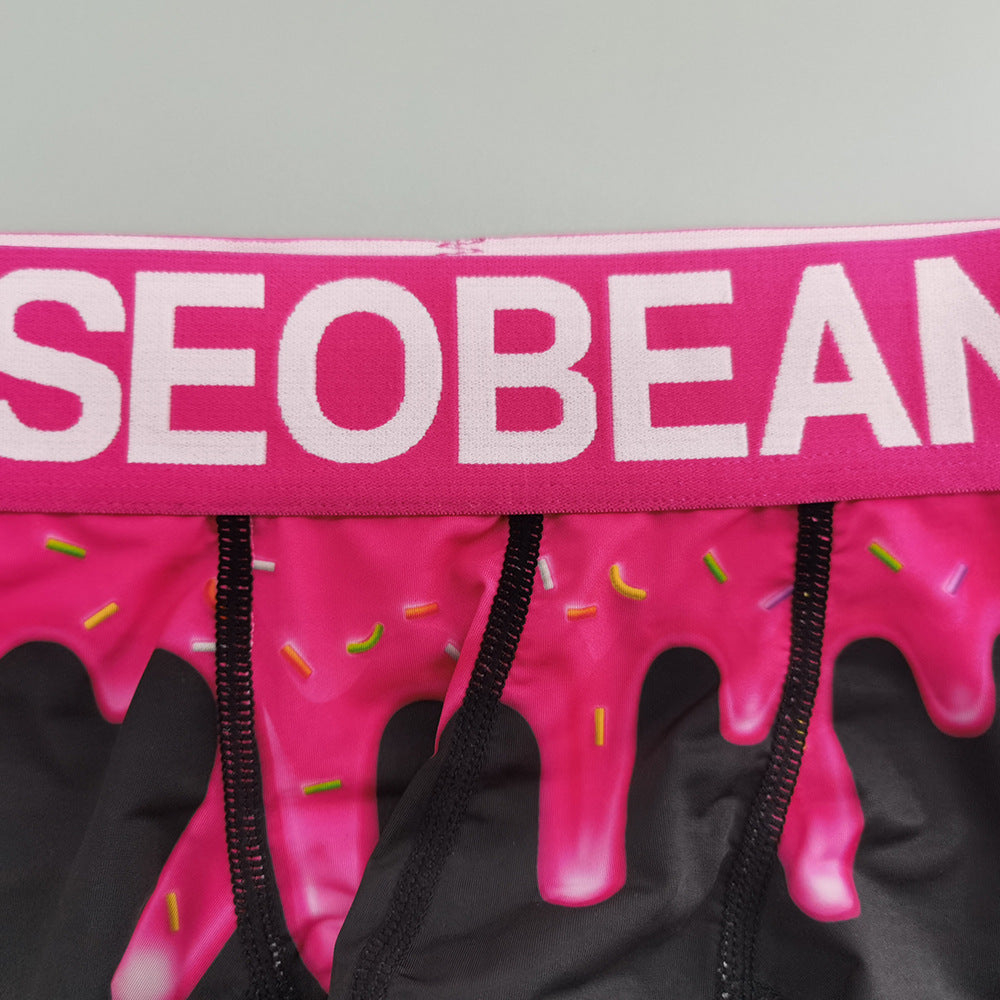 4-Pack SEOBEAN Floral pattern Men's Low Waist Printed Dragon Boxer Briefs U-Shaped Comfortable Lightweight Fashion Innerwear