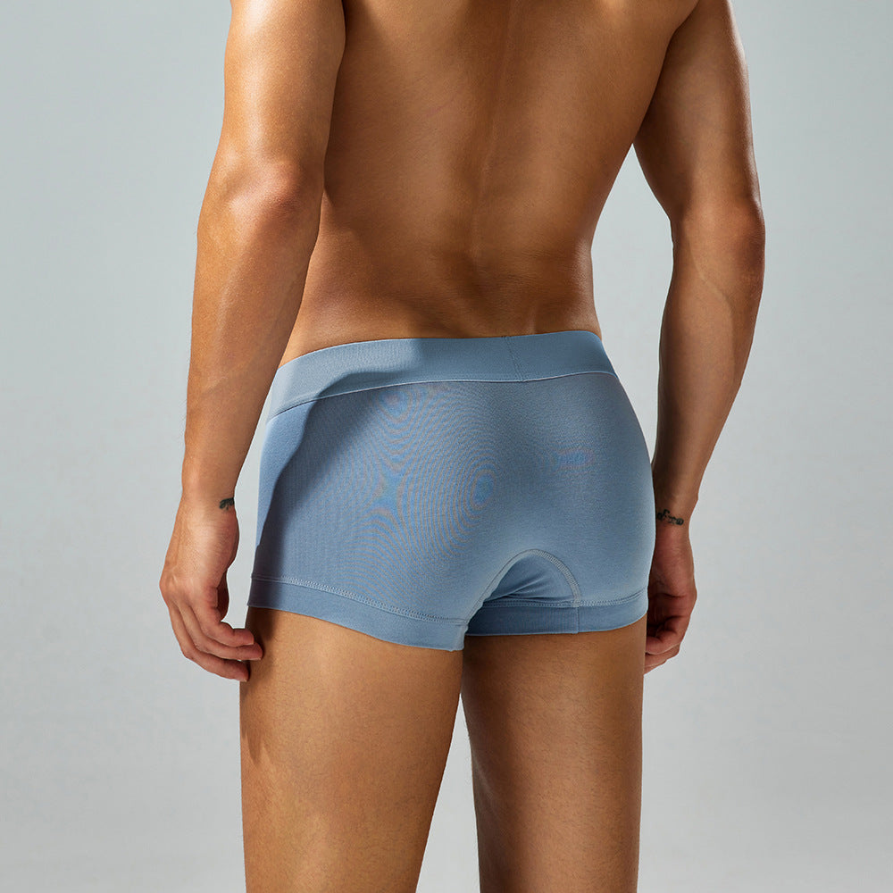 SEOBEAN Solid color Cotton Men's Low Waist Printed Dragon Boxer Briefs U-Shaped Comfortable Lightweight Fashion Innerwear8-Pack