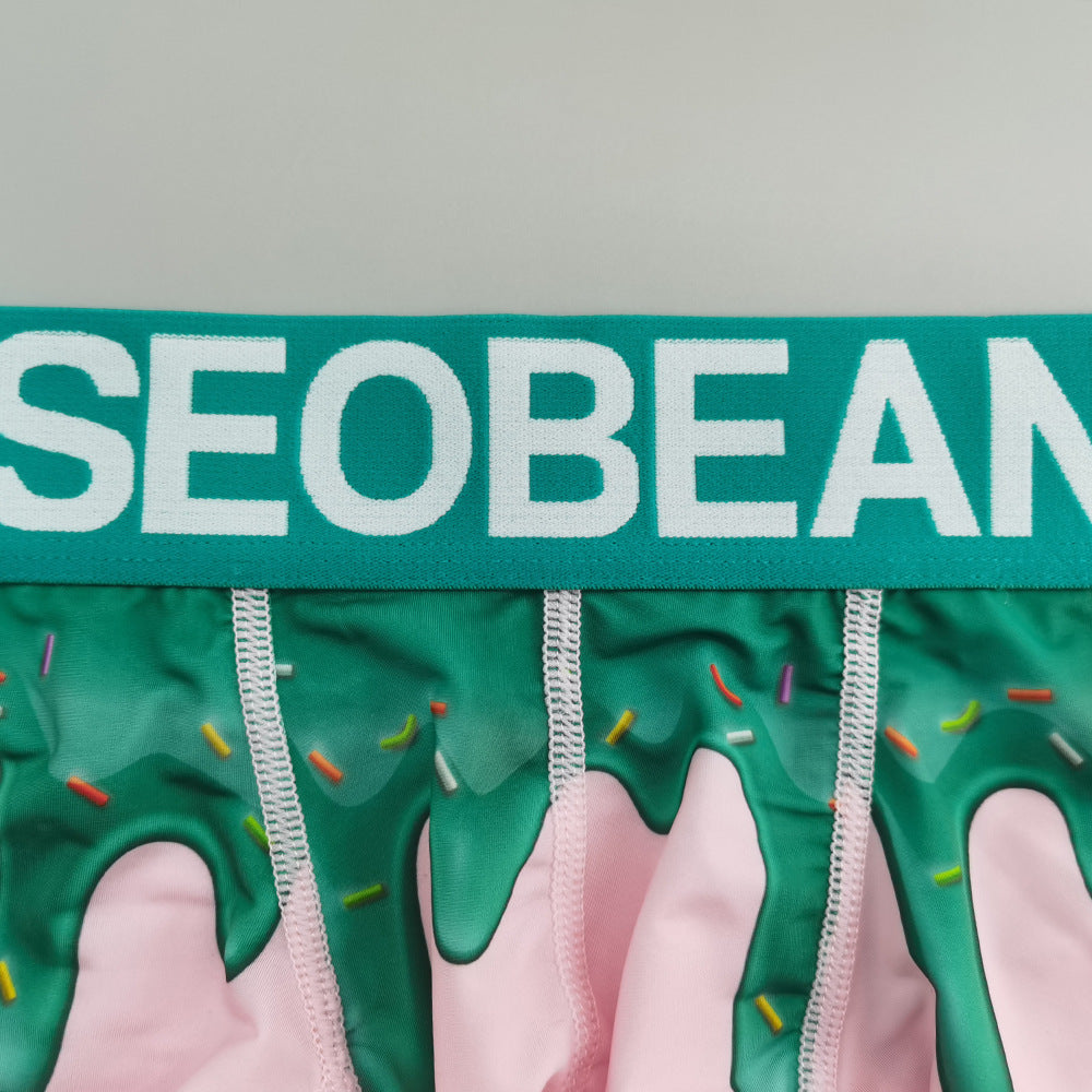 4-Pack SEOBEAN Floral pattern Men's Low Waist Printed Dragon Boxer Briefs U-Shaped Comfortable Lightweight Fashion Innerwear