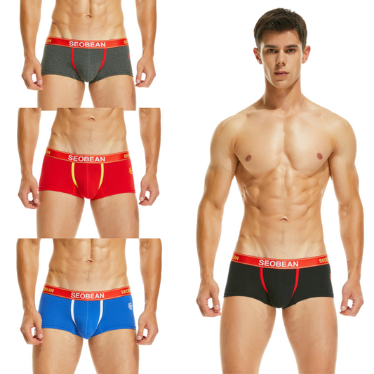 4 pieces SEOBEAN Men's underwear comfortable sweat-wicking boxers men's bump shorts