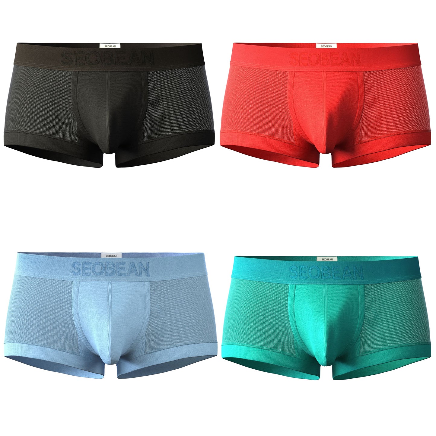 4 pieces SEOBEAN Men's Fashionable Ice Silk Mesh Semi-Transparent U-Shaped Briefs Comfortable Breathable Sexual Desire Underwear