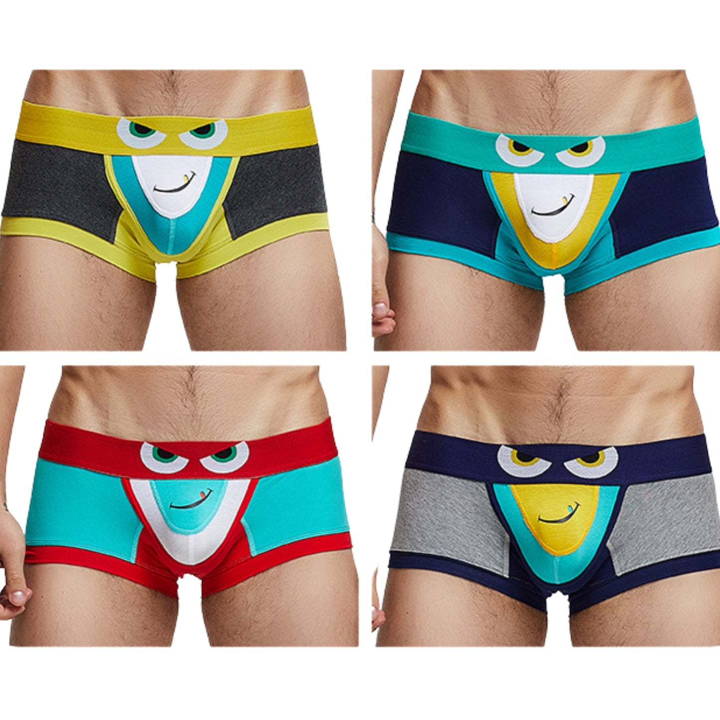 4 pieces SEOBEAN Men's underwear comfortable sweat-wicking boxers men's bump shorts